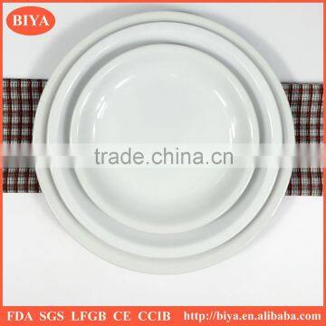 three different size porcelain round plate restaurant dinner plate,hotel used ceramic baking plate, pizza plate