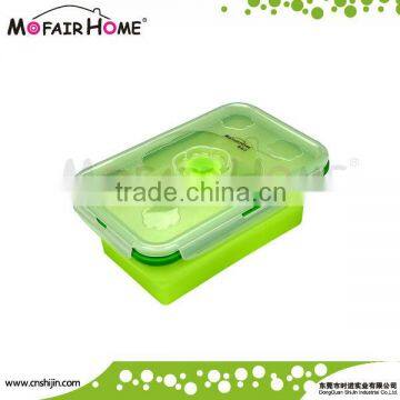 Clear colors rectangle silicone food container with lockable lids