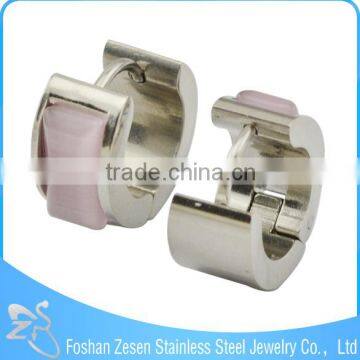 ZS13035 medical steel fashion hoop earrings , Cat's eyes stone hoop earrings wholesale