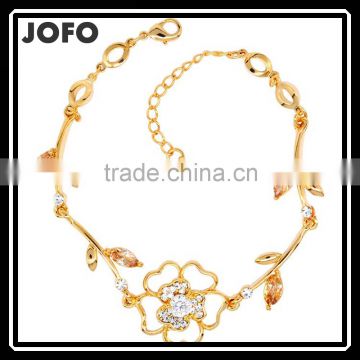 Newest Arrival 18K Gold Plated Bracelet Women's Cubic Zircon Flower Bracelet Jewelry