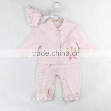 Baby Infant Long Sleeve Embroidery Romper with Hat 2pcs Set