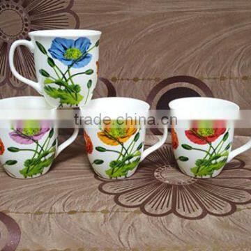 11 oz unique shape floral ceramic mug factory wholesale