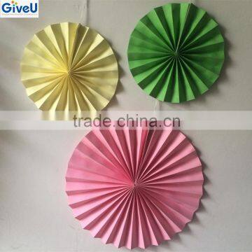 Solid Color 90gsm Woodfree Set3 Size D15/20/30CM Paper Fans Show Pieces For Home Decoration