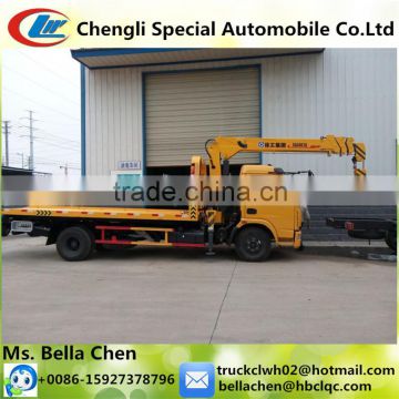 Road Accident Rescue Equipment, Flatbed Wrecker Truck With Crane