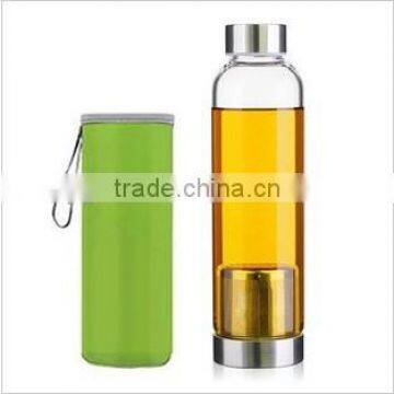 High Borosilicate Glass Water Bottle with customized Unique neoprene Sleeve