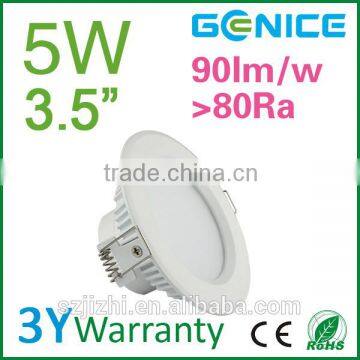 AC100-240V high quality non-isloated driver 3.5inch 5W led ceiling downlights