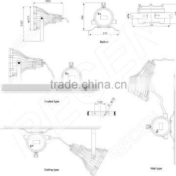 China Manufacture 3 Years Warranty IP65 250 Watt High Power Longevity Aluminum Alloy Yellow MH/HPS Explosion Proof Lighting photo-2