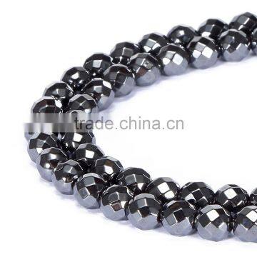 Good Sale Faceted Round Grey Hematite Gemstone Loose Beads