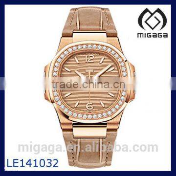 high end rose gold plated case mechanical watch for women