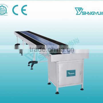 Beautiful design 3-30m tempered glass chain belt conveyor table/adjustable height belt conveyor/ nylon belt conveyor