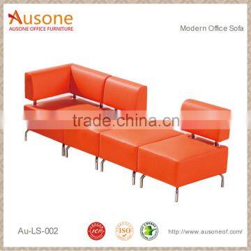China Office Product Orange Leather Sectional Sofa photo-1