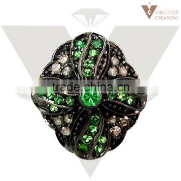 Diamond Gemstone Tsavorite Ring 92.5 Sterling Silver Jewelry Ring, Gemstone Ring Jewelry Wholesale Handmade Design Supplier