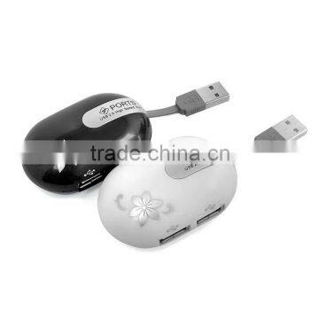 Computer Plastic Foldable Plug 4 Port USB 2.0 Hub