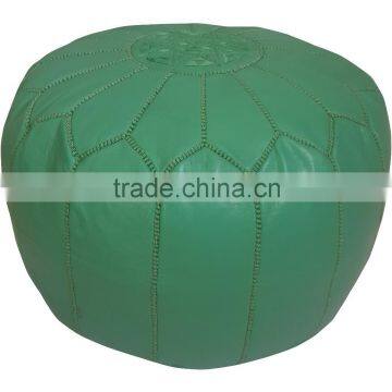 Moroccan leather pouffe handmade sea green pouf ottoman wholesaler