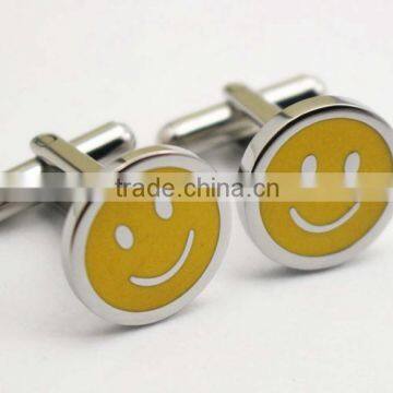 Classic Stainless Steel Baby Face Smiling Emoji Cufflink For Men photo-2
