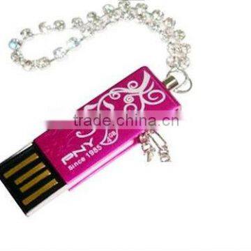 Fuchsia Slim USB Memory Stick with Keychain