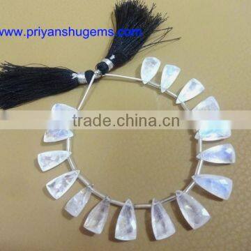 White Rainbow Faceted Elongated Pyramid 8*15 mm 74 Cts Faceted Elongated Pyramid 6" Strand Length Natural Gemstones photo-4