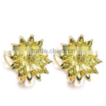 Floral Flower French Clip Party Studs With AAA+ Cubic Zircon Stone Fashion Earrings for Women