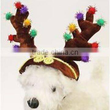 cute Christmas design plush pet antlers with small ball/custom pet antlers