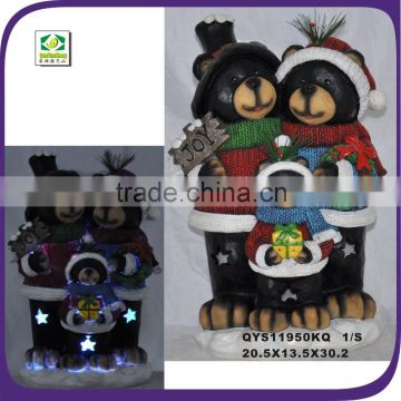 2015 Creative design christmas bear family wearing sweater resin material