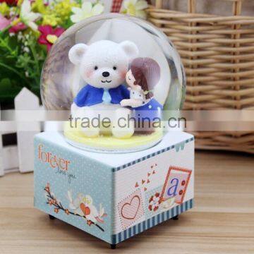 Rotating snow crystal ball music box custom snowball