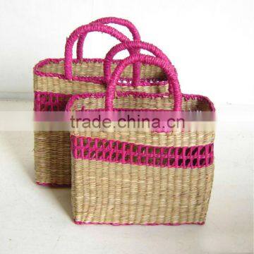 Woven Seagrass Shopping Basket