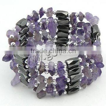 Amethyst, with Magnetic Hematite Quartz February Birthstone Bracelets