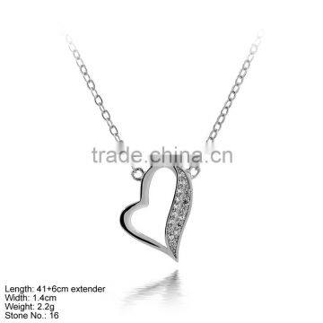 NZA2-022 925 Heart Silver Necklace Large Heart Necklace with AAA CZ Stones 2016 Fashion Design Choker Statement Necklace