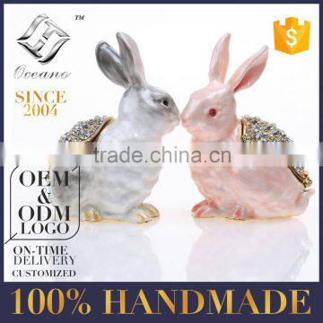 Best selling customized enamel rabbit pewter jewelry box