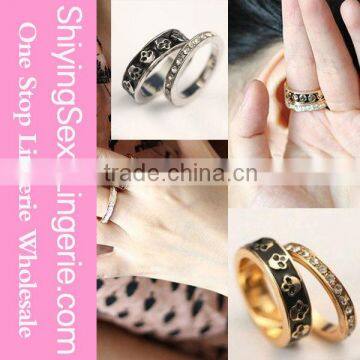 Sliver Golden Two-Piece Rhinestone Skull Rings