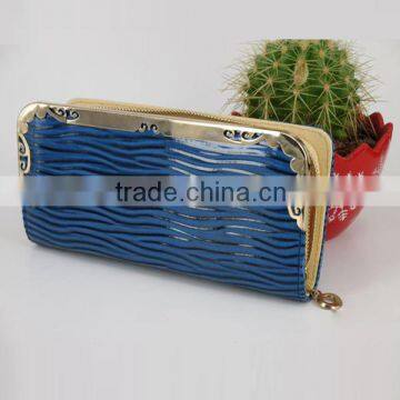 Women Blue Wallets Metal Frame Ladies Hand Purse