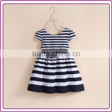 New design kid cotton girls dresses small children skirt black strip girl casual dress