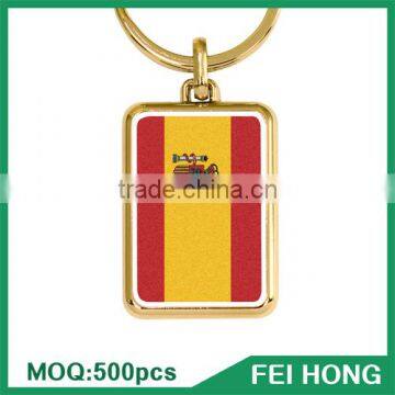 New design beautiful Spain souvenir nickel zinc alloy flag keychain