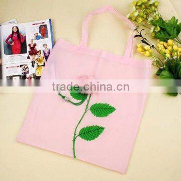 promotion eco-friendly rose foldable bag / polyester folding shopping bag