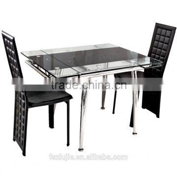 L808C Extending Glass 4 seaters small dining table and chairs