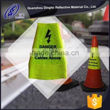 Fluorescent reflective temporary sign printable traffic cone paper sleeves