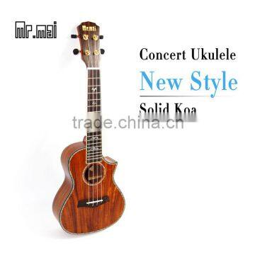 Concert Ukulele Solid Koa 23'' 24''Inches Koa Ukulele High quality Electric 4 strings Hawaii Ukulele+Bag