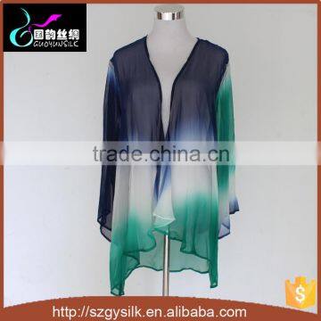 hand painting ombre 100% silk chiffon cardigan