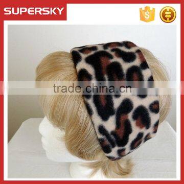 A-122 fashion winter polar fleece leopard ear warmers leopard fleece headband earmuffs leopard print fleece head warmer