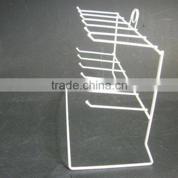 Best saling 2 Tier White Hooks Portable Hooks Counter top rack display /counter display stand