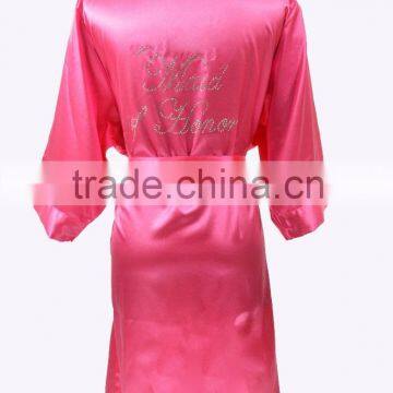 High Quality Rhinestone Women Bridal Satin Kimono Robes Wholesale