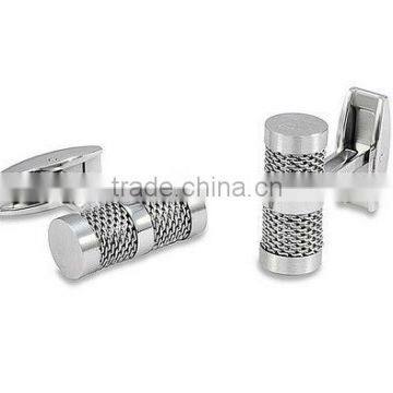 Stainless Steel Barrel Mesh Inlay Cufflinks men