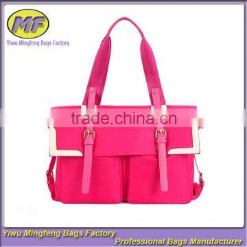 2015 New Cute Pink Tote and Shoulders Nylon and PU Woman Business Bag or Briefcase