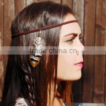 Women Girls Boho Style Feather Hairband Headband Festival Party Wedding