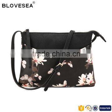 Newest fashion women bags elegant style floral digital printed PU leather bag designer crossbody bag