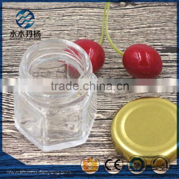 Hot sale 30ml hexagon food grade glass jar for honey