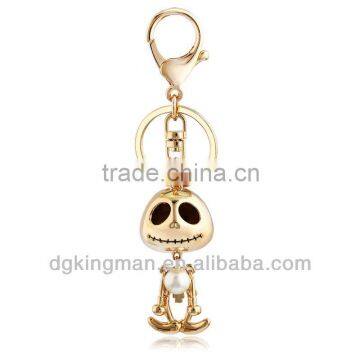 Kingman 2013 New Fashion Rose Gold Pearl Skull Keychain