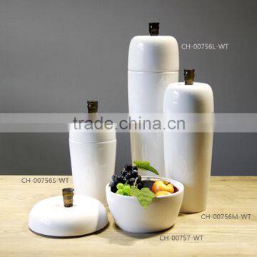 Hot sale!!!Modern style simple home decor ceramic white storage jars