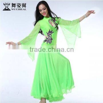 Wuchieal 2015 Belly Dance Performance Costumes Dress, Long Sleeves Sexy Dress Show Dance Wear photo-3