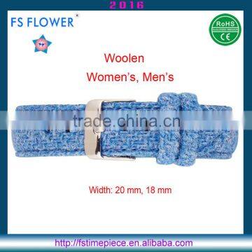 FS FLOWER - England Style Famous Brands High Level Woolen Watch Leather Strap Bule 18mm, 20mm